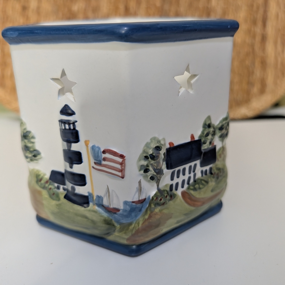 Lighthouse Themed Ceramic Candle Holder